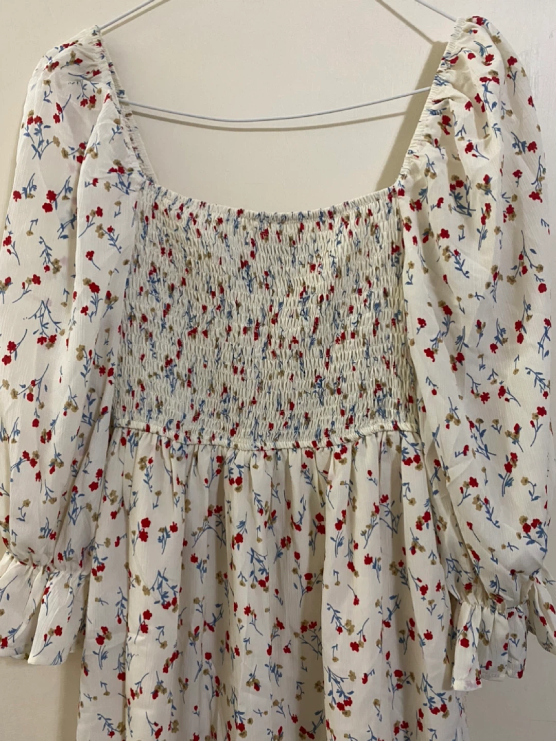 Shein Floral Smocked Square Neck Dress Size S