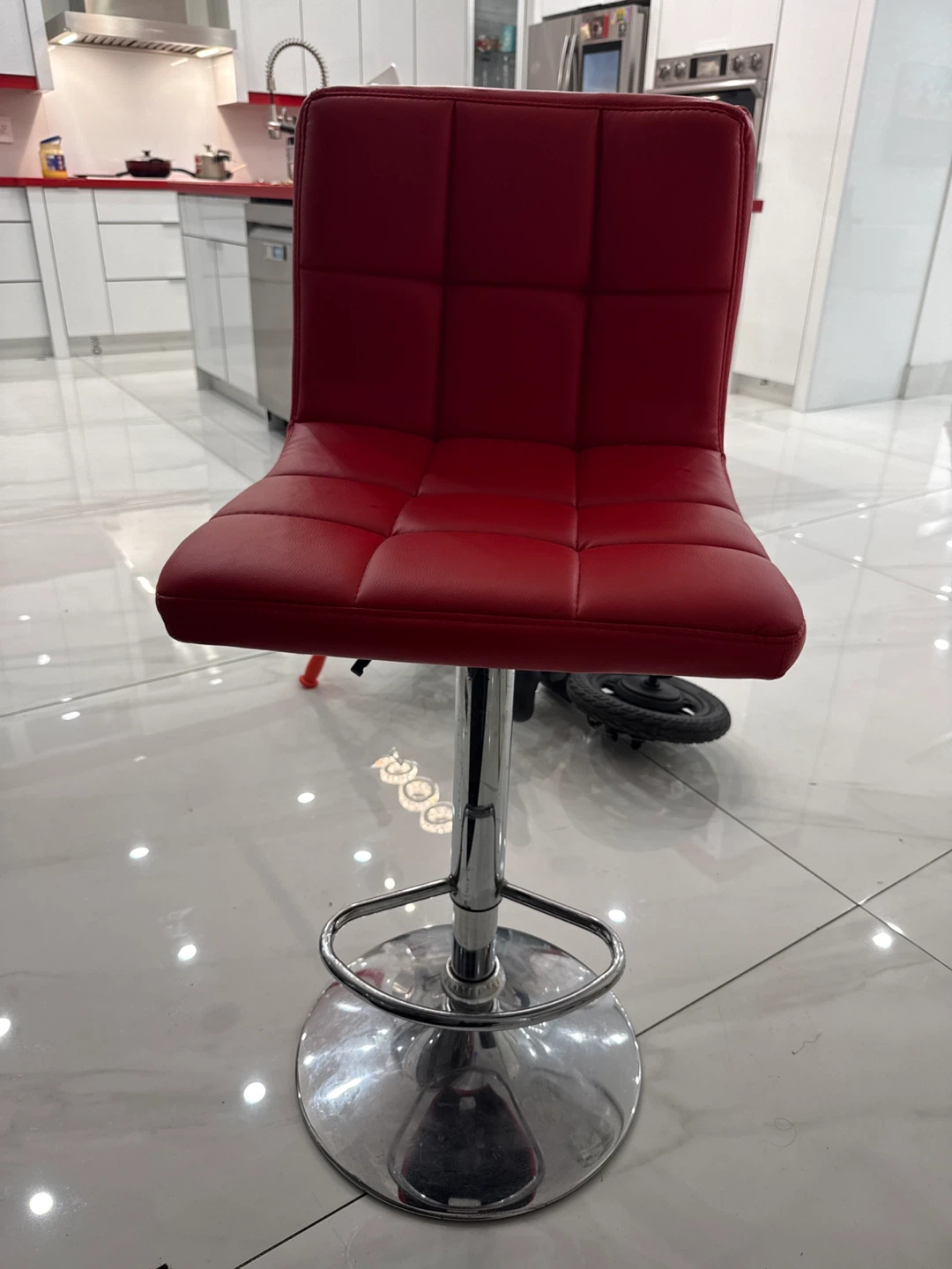 Red Adjustable Bar Stool - photo 2