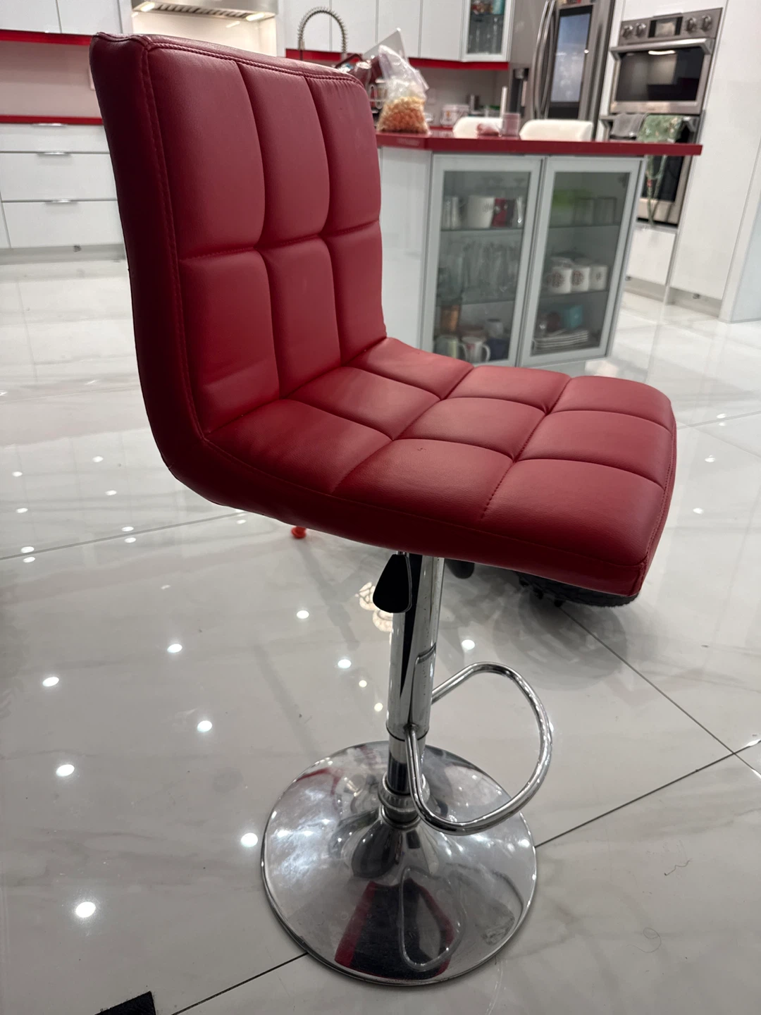 Red Adjustable Bar Stool