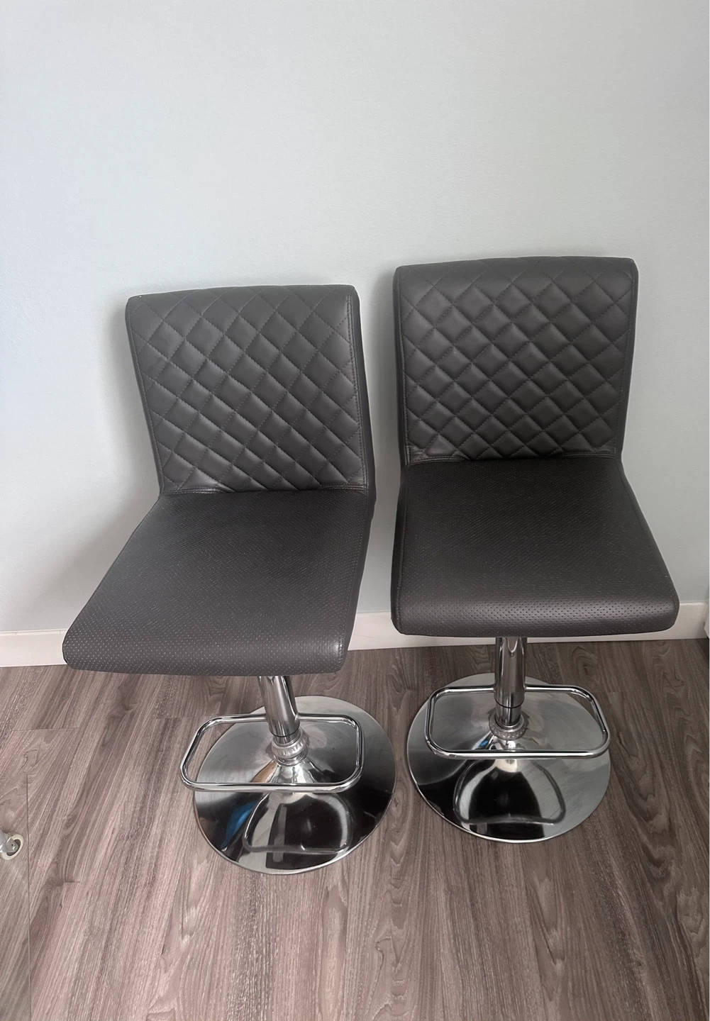 Pair of Grey Adjustable Bar Stools