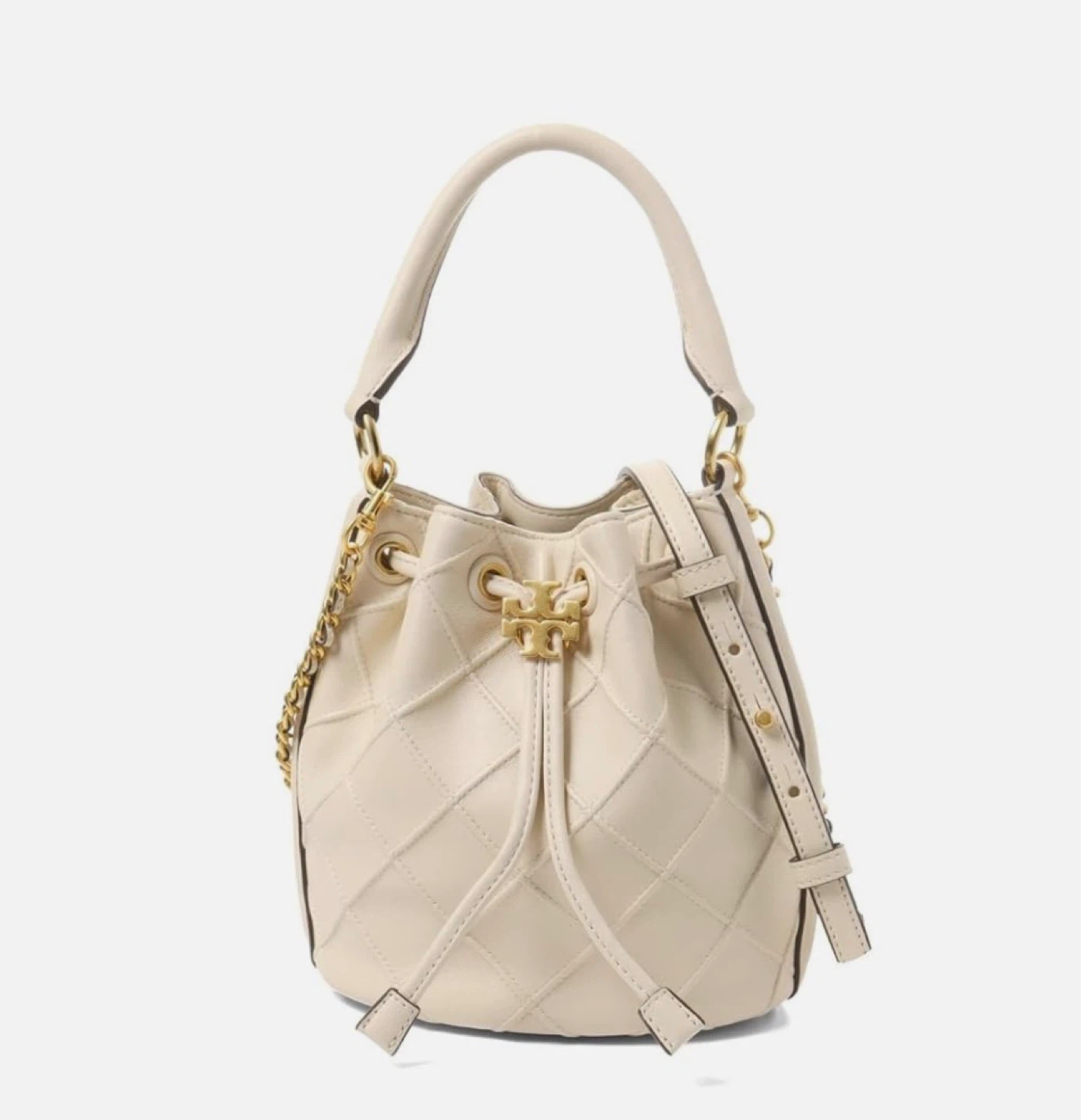 Tory Burch Kira Quilted Convertible Bucket Bag Cream Leather - photo 2
