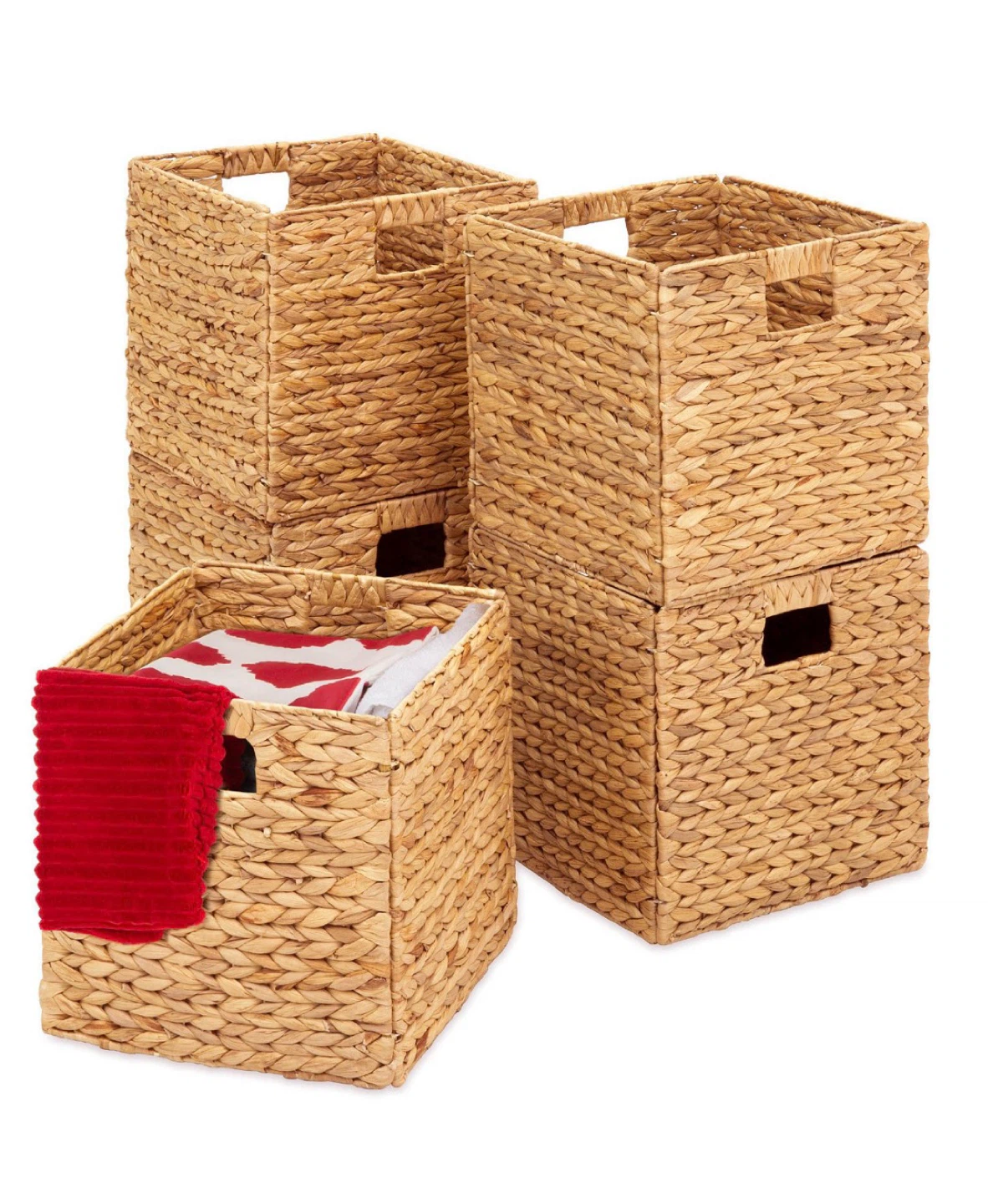 Woven Water Hyacinth Storage Baskets Set of 4