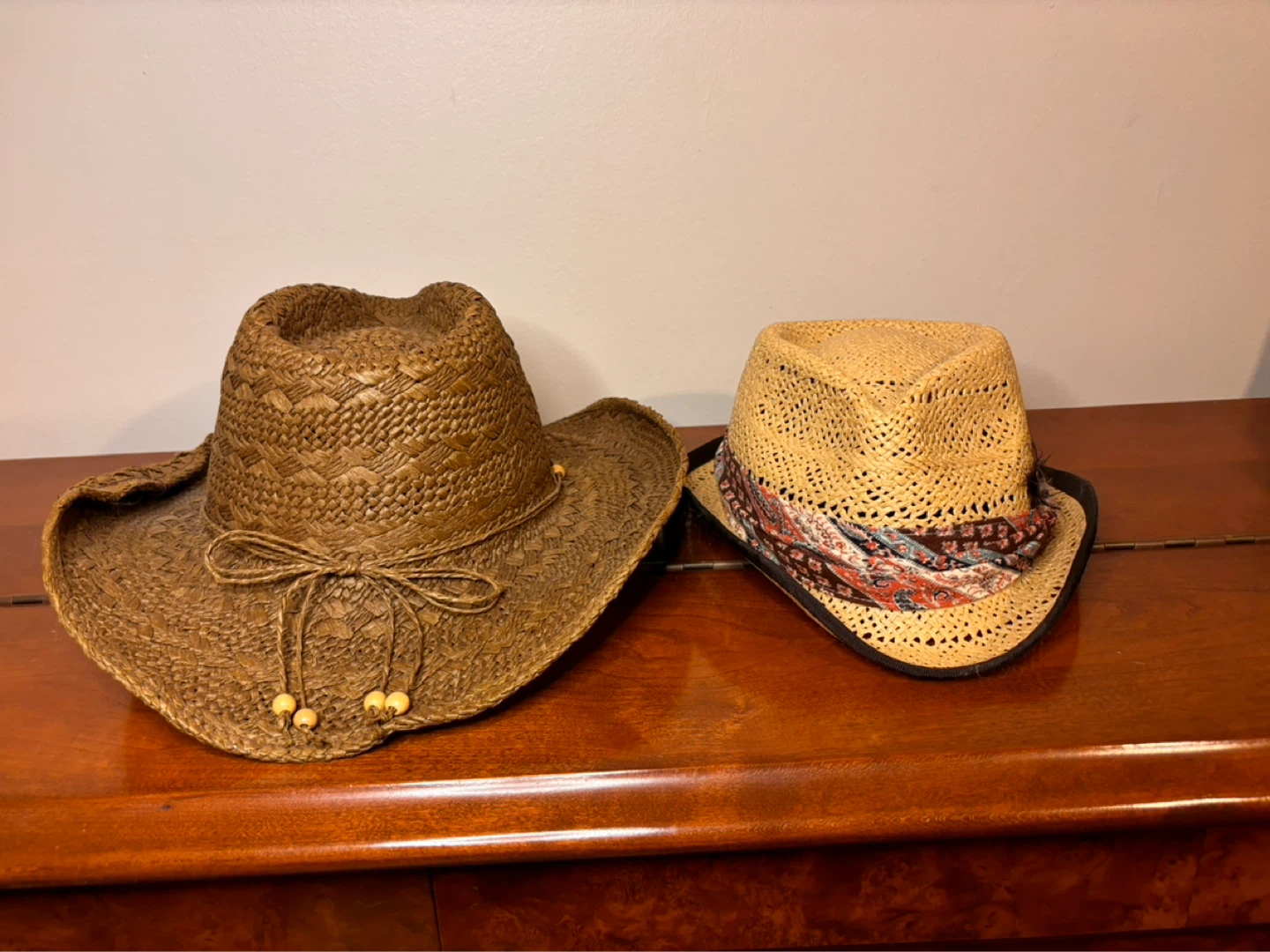 Set of 2 Woven Western / Cowboy Style Hats
