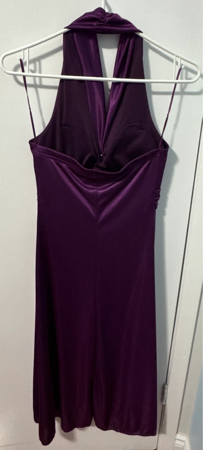 Purple Halter Neck Party Dress with Rhinestone Detail - photo 2
