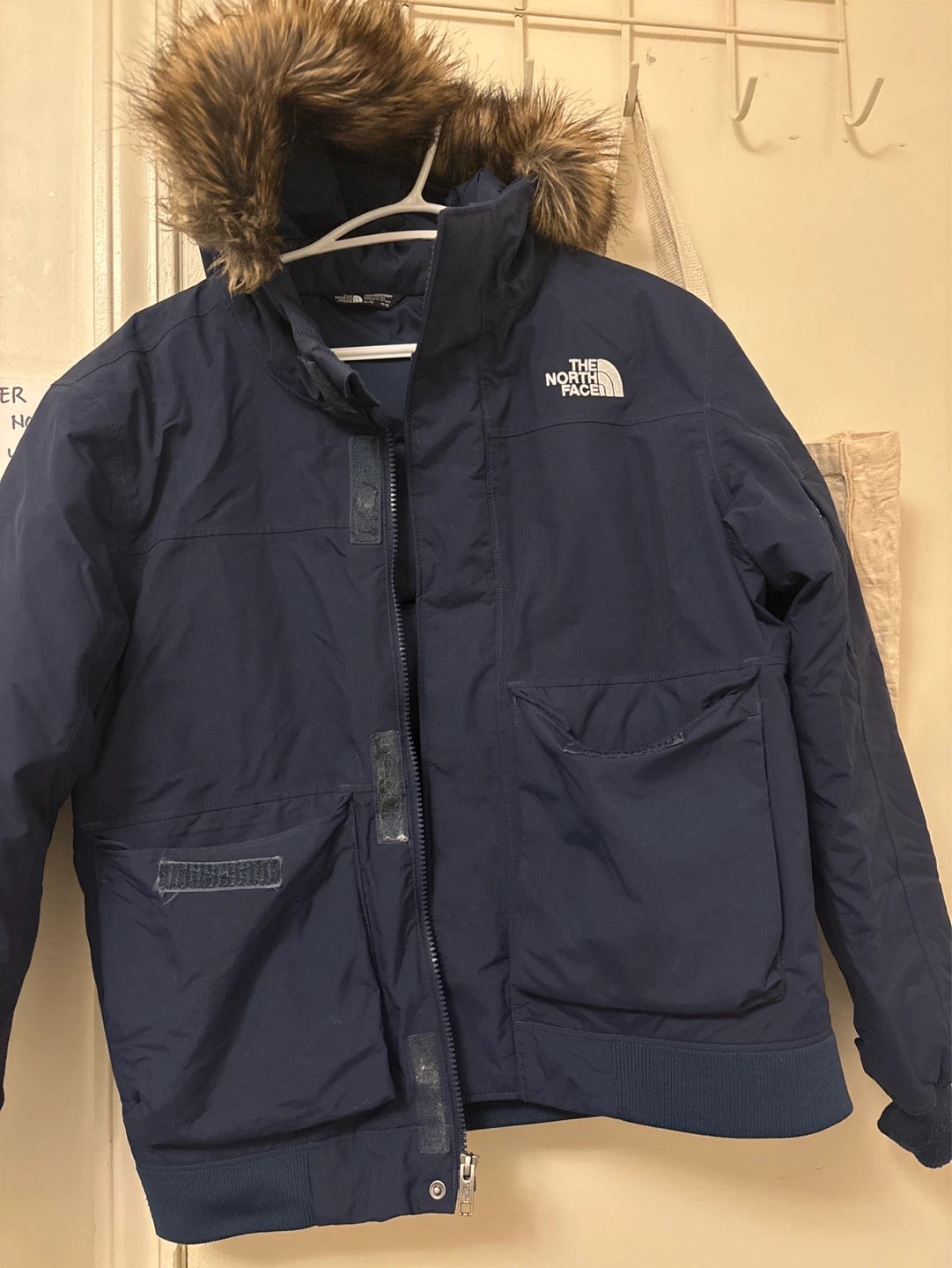 [80$] The North Face Navy Winter Parka with Faux Fur Hood