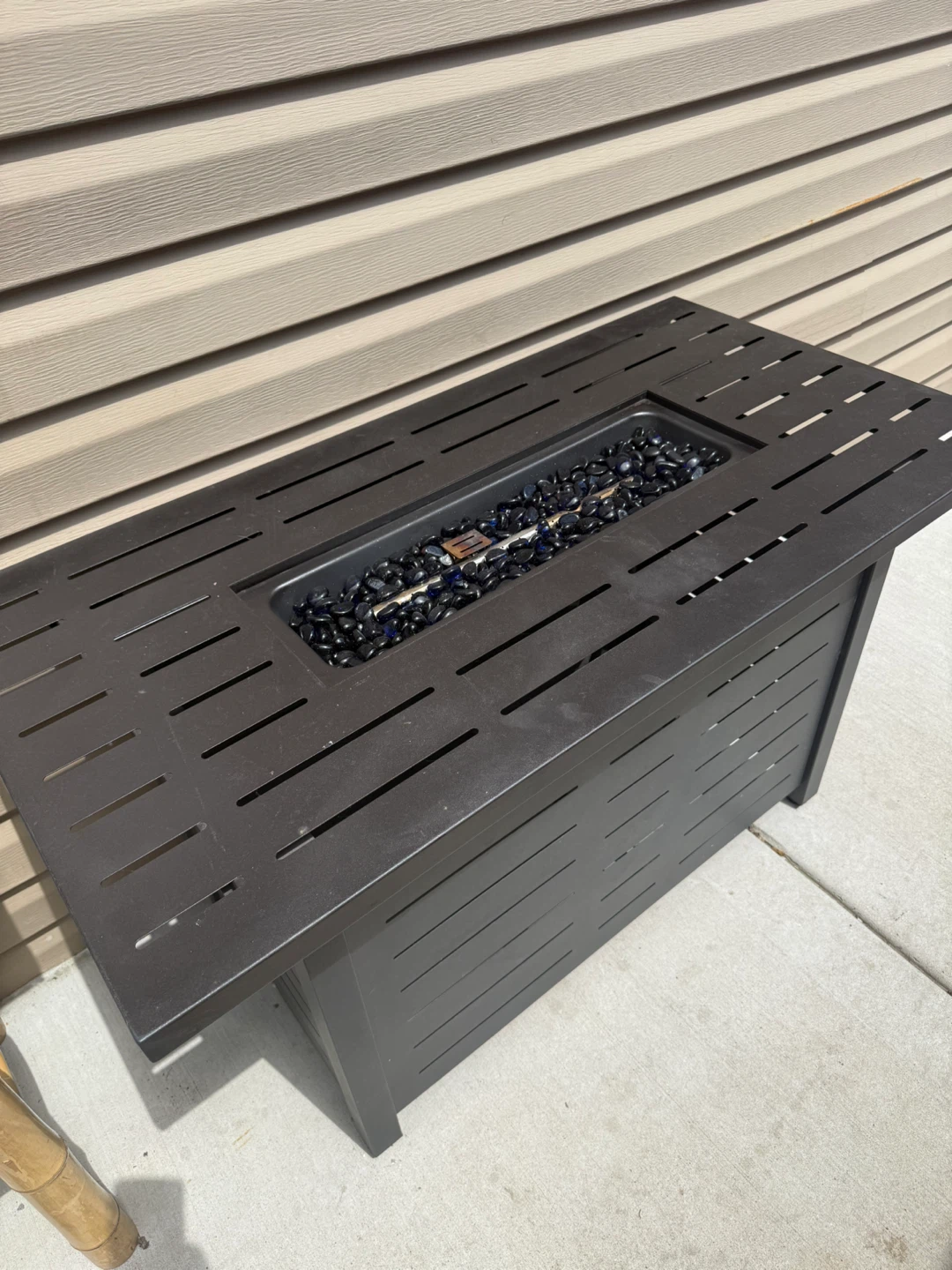 Rectangular Propane Fire Pit Table with Glass Guard