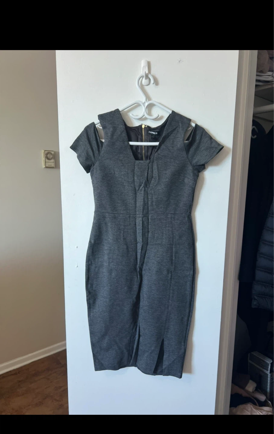 Express Grey Cutout Sheath Dress