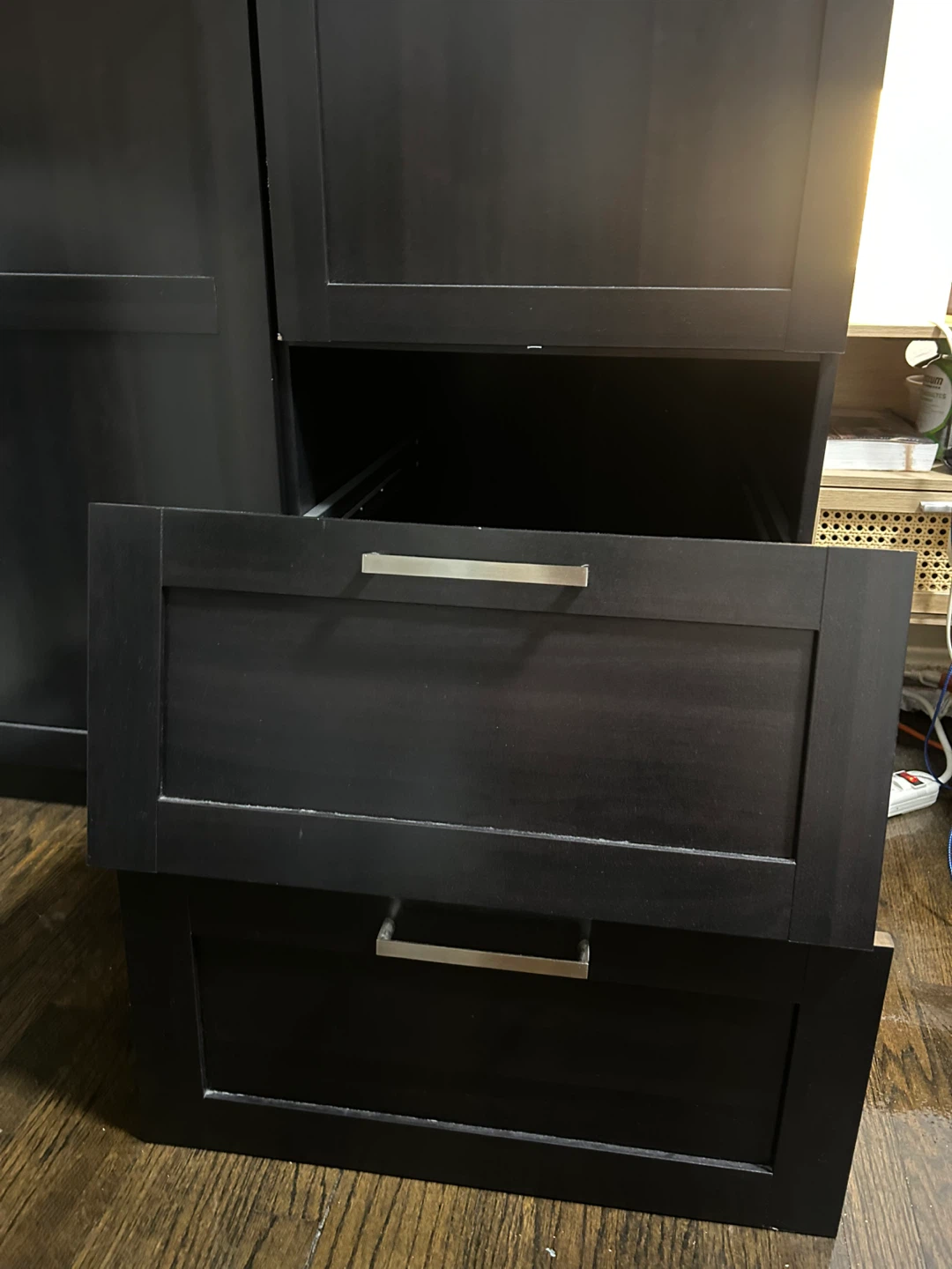 Dark Wood Wardrobe with Drawers - photo 2