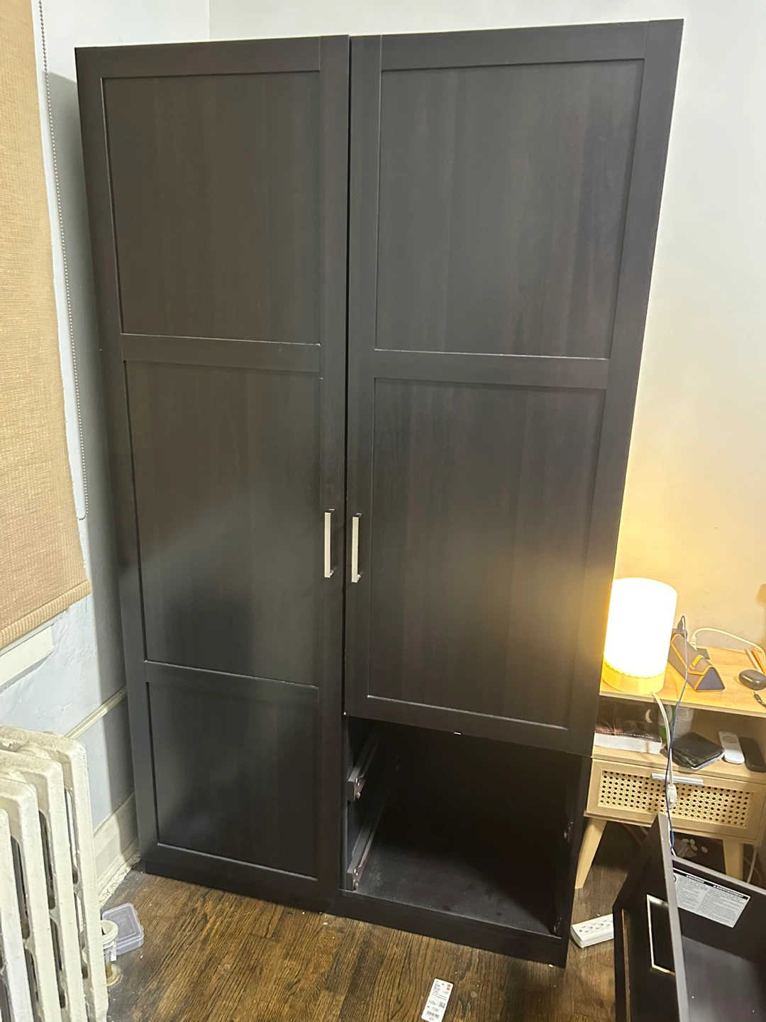 Dark Wood Wardrobe with Drawers