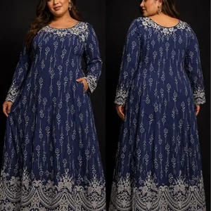Blue and White Floral Print Maxi Dress