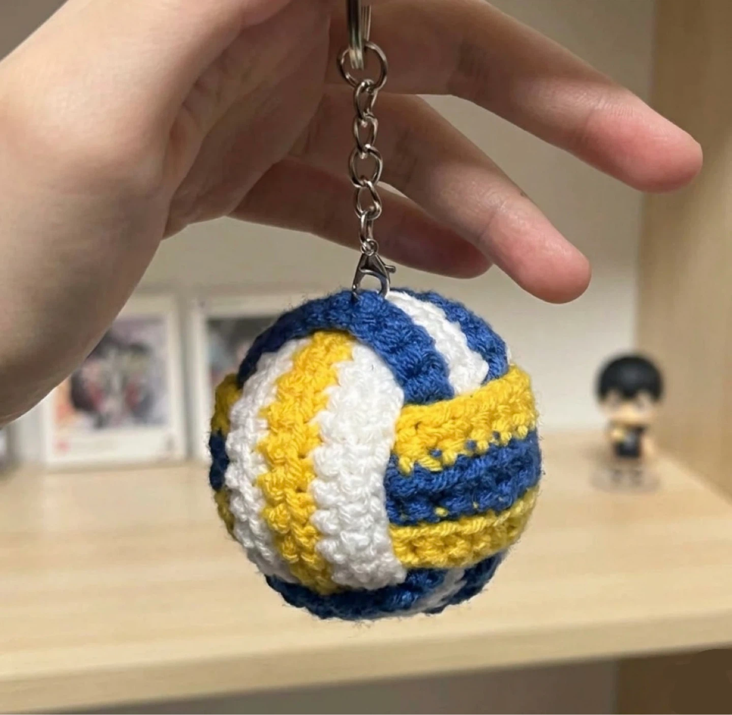 Crocheted Volleyball Keychain Charm