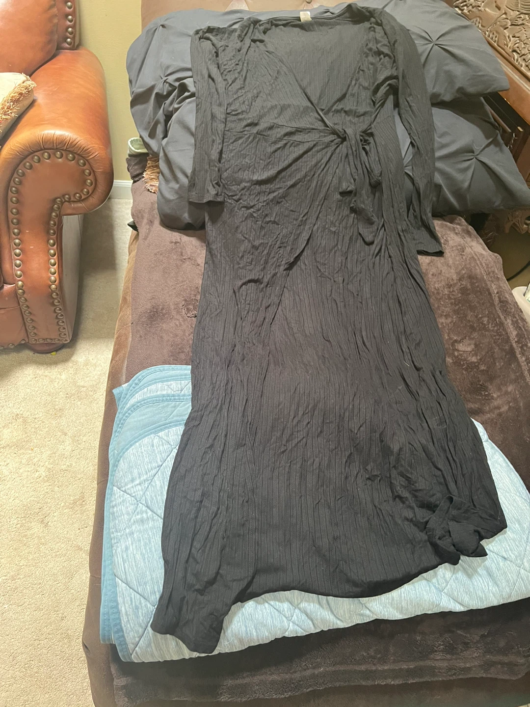 Black Long Sleeve Wrap Maxi Dress - photo 2