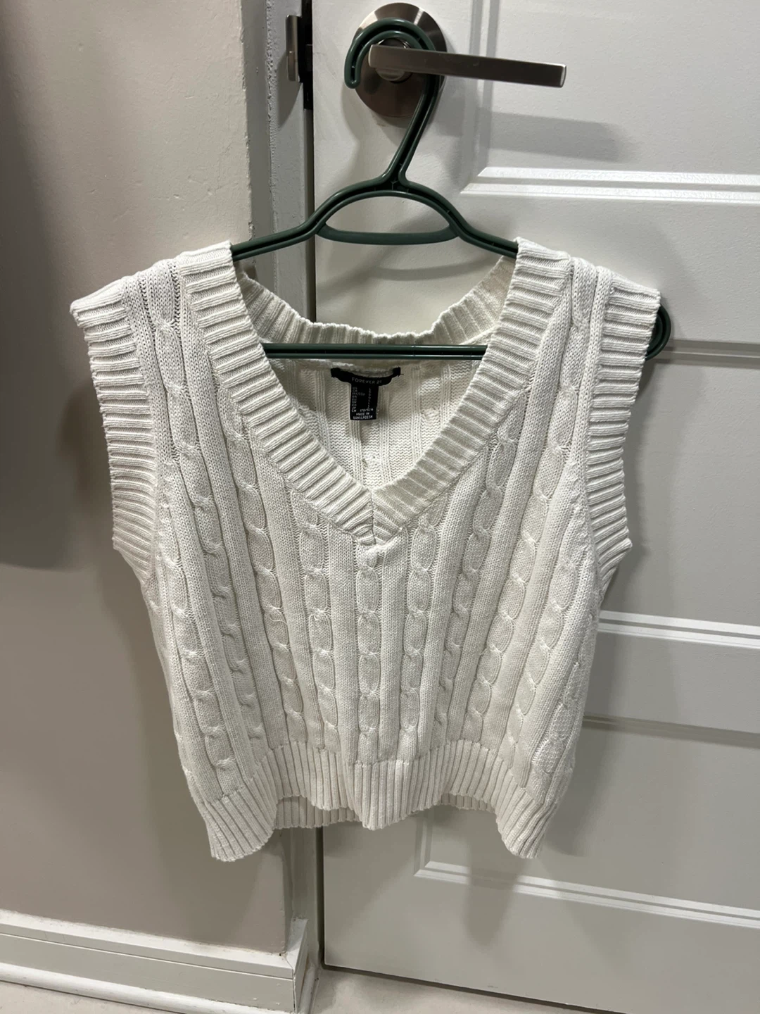 White Cable Knit Sweater Vest