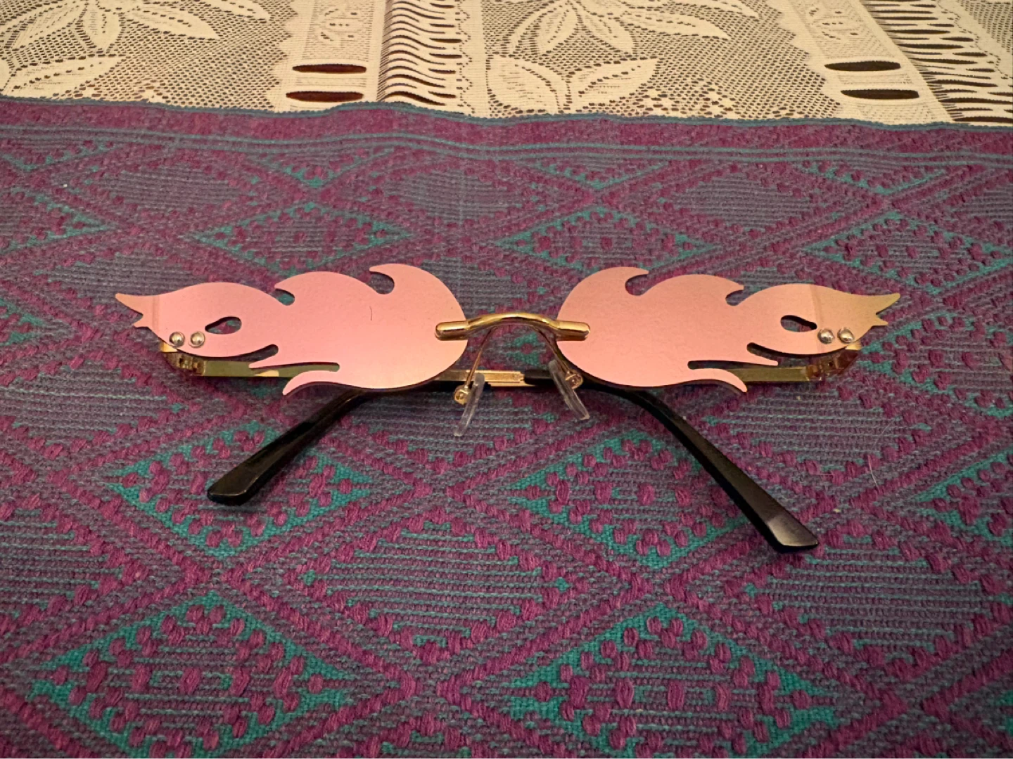 Pink Flame Rimless Sunglasses
