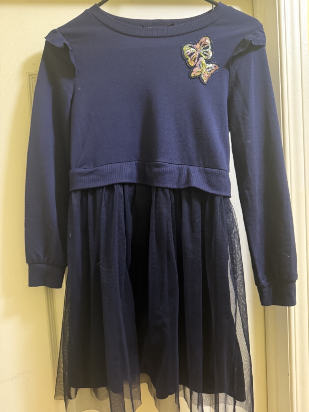 Navy Blue Tulle Dress with Bow Detail