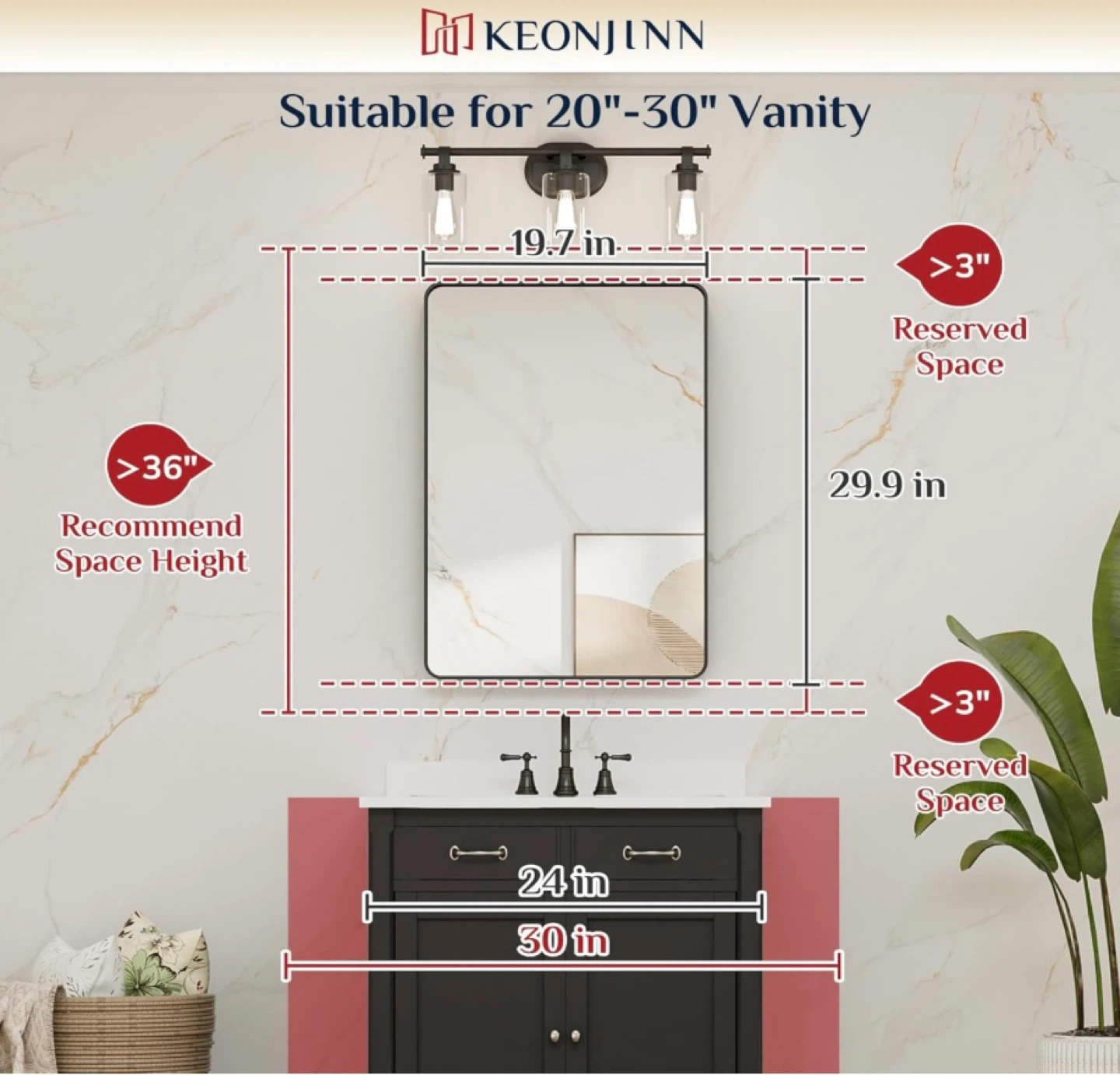 Brand New in Box 20”x 30” Brushed Nickel Bathroom Mirror - photo 4