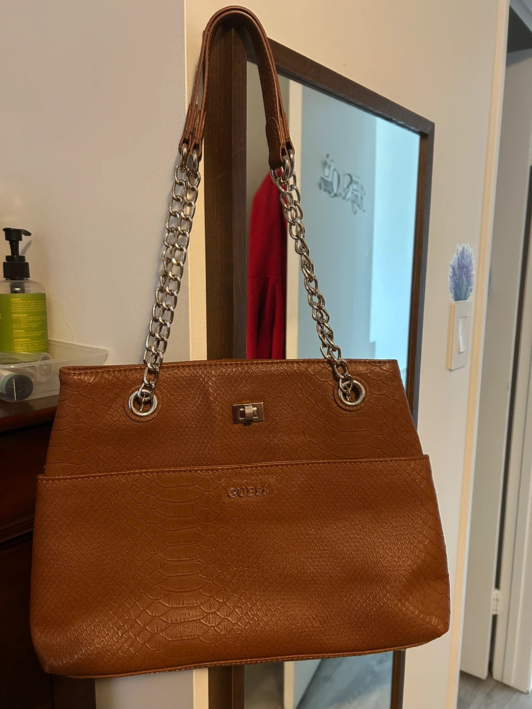 Brown Faux Shoulder Bag