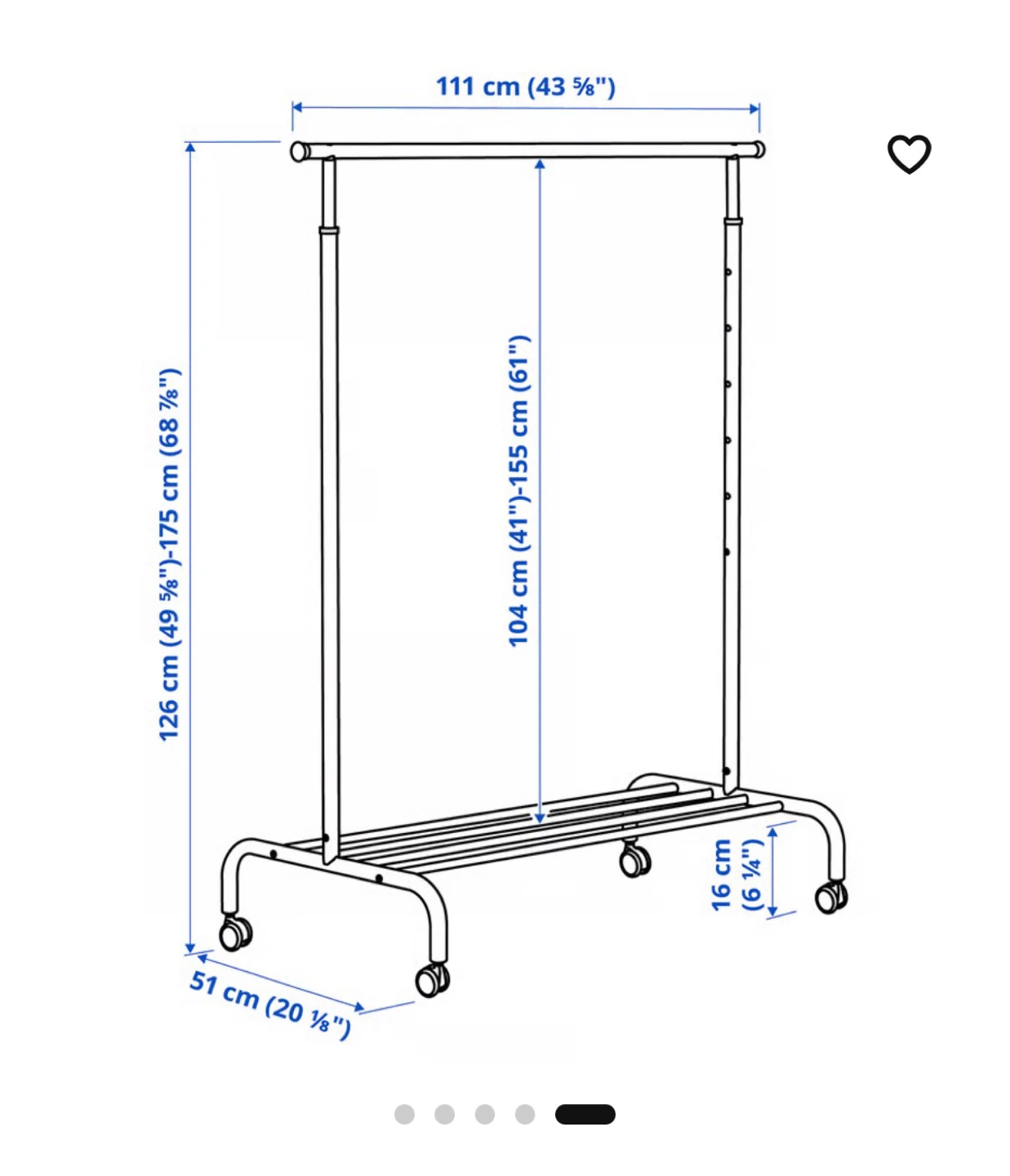 ✨ White Clothing Rack on Wheels – Adjustable & Like New - photo 5