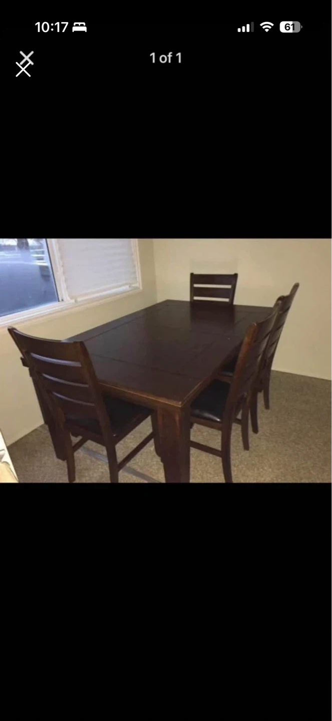 Dark Wood Dining Table with 4 Chairs