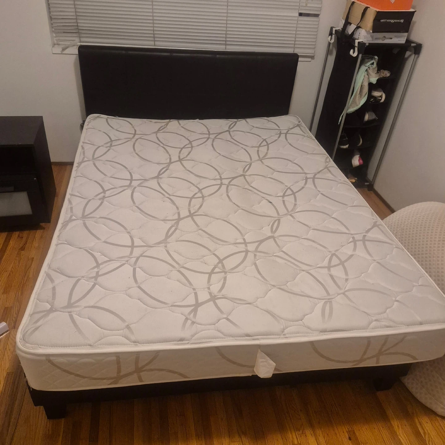 Black Faux Leather Bed Frame with Mattress
