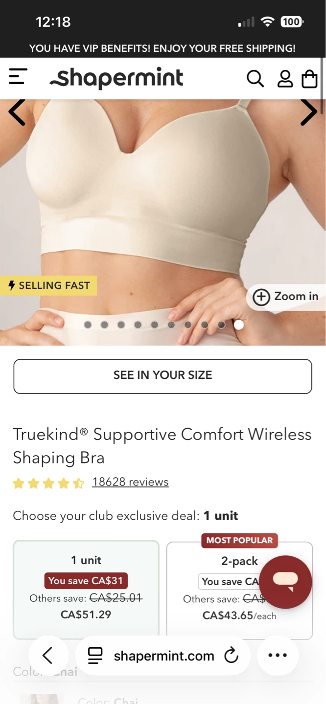 Shapermint Supportive Comfort Wireless Shaping Bra - Beige, 2XL