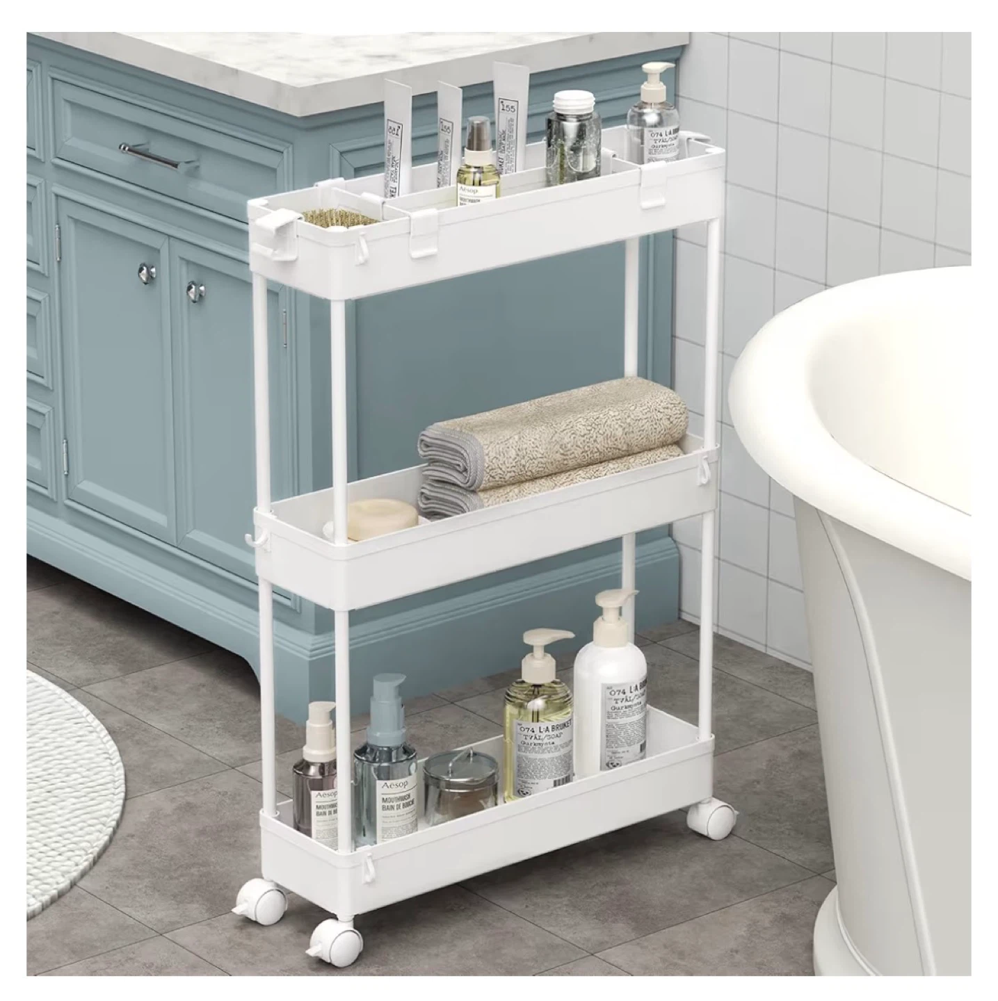 Rolling Slim Storage Cart with Wheels