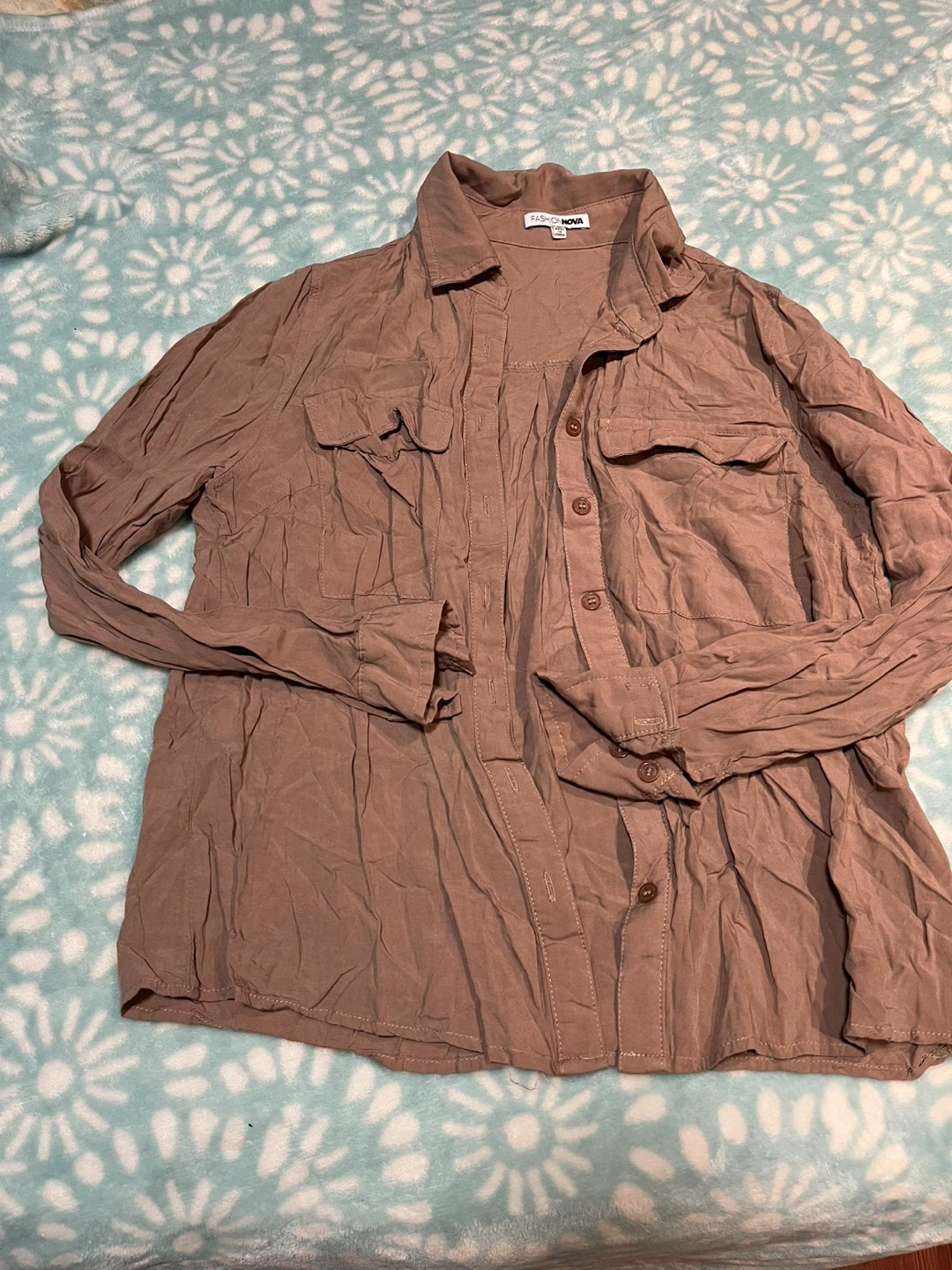 Fashion Nova Brown Utility Shirt - Size M