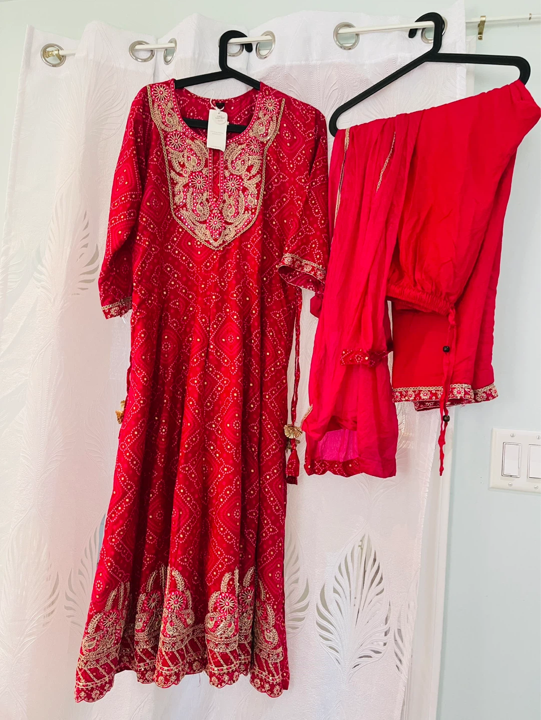 Red Indian Suit with Gold Embroidery