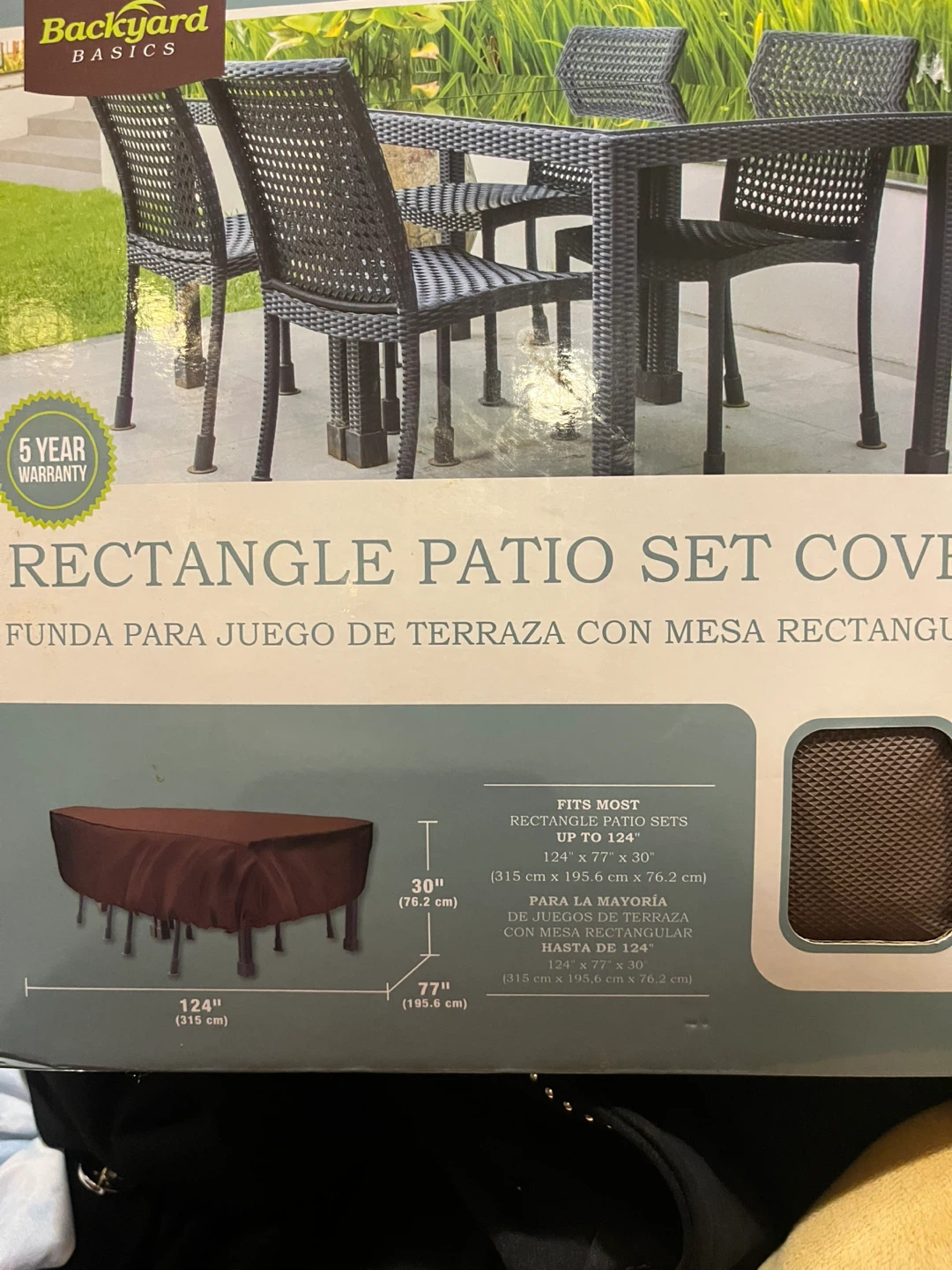 Backyard Basics Rectangle Patio Set Cover - Brown