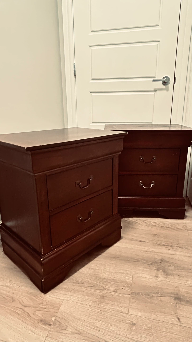 Cherry Wood Nightstands / Bedside Tables – Set of 2