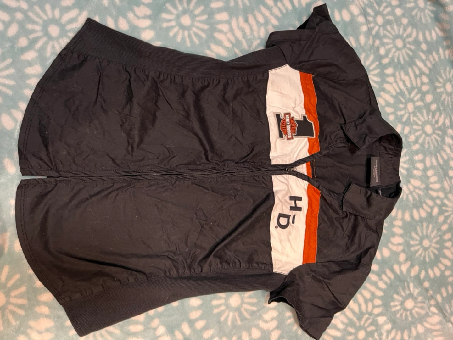 Harley-Davidson Black & Orange Sleeveless Tank Top