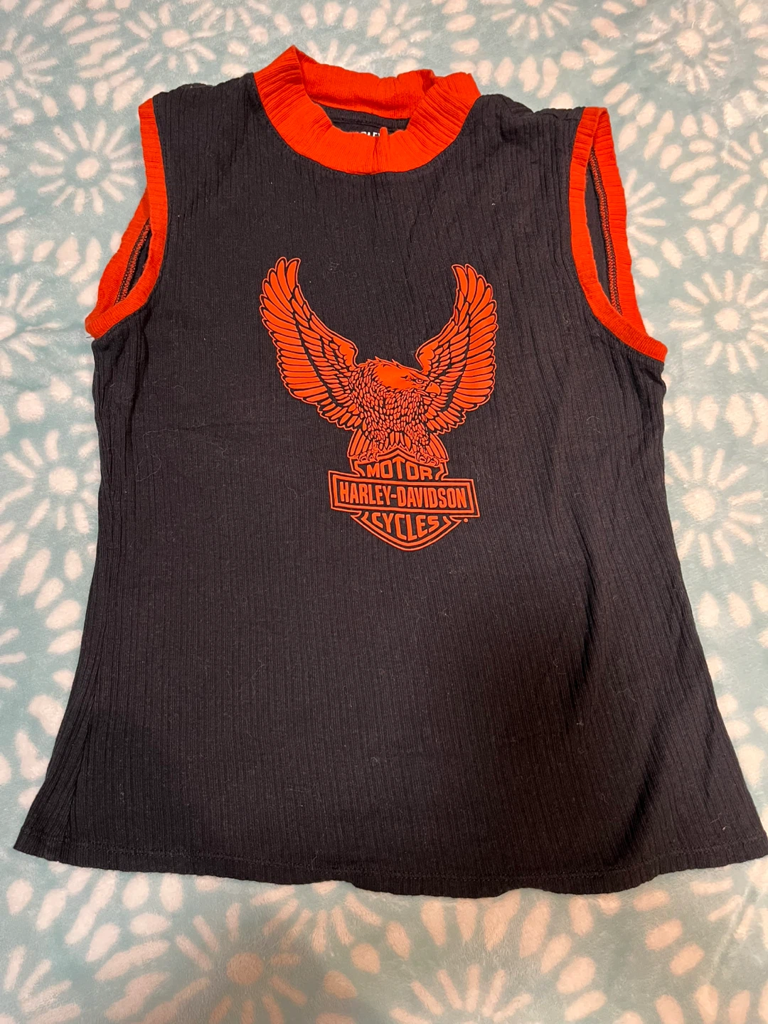 Harley-Davidson Black & Orange Sleeveless Tank Top - photo 2