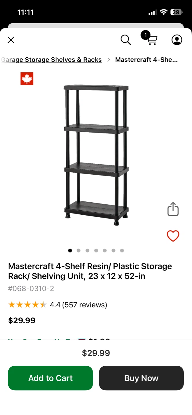Mastercraft 4-Shelf Resin/ Plastic Storage Rack/ Shelving Units - photo 2