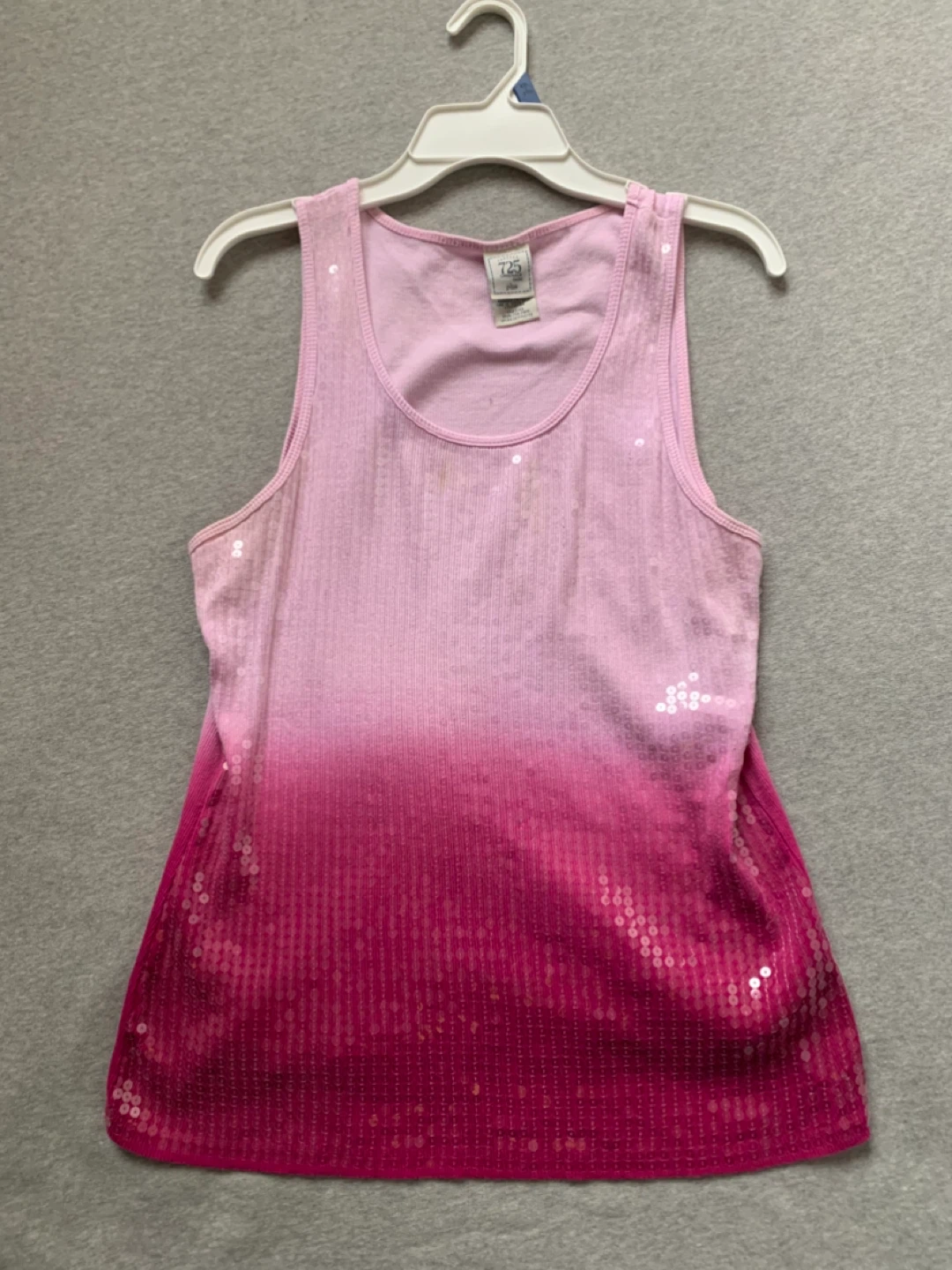 Pink Ombré Sequin Tank Top 3X - Has Stain