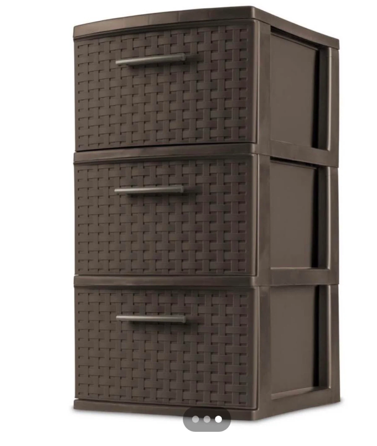 Brown 3-Drawer Plastic Storage Cabinet