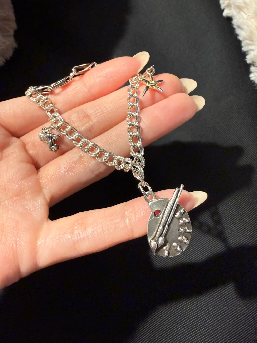 Silver Charm Bracelet with Artist Palette