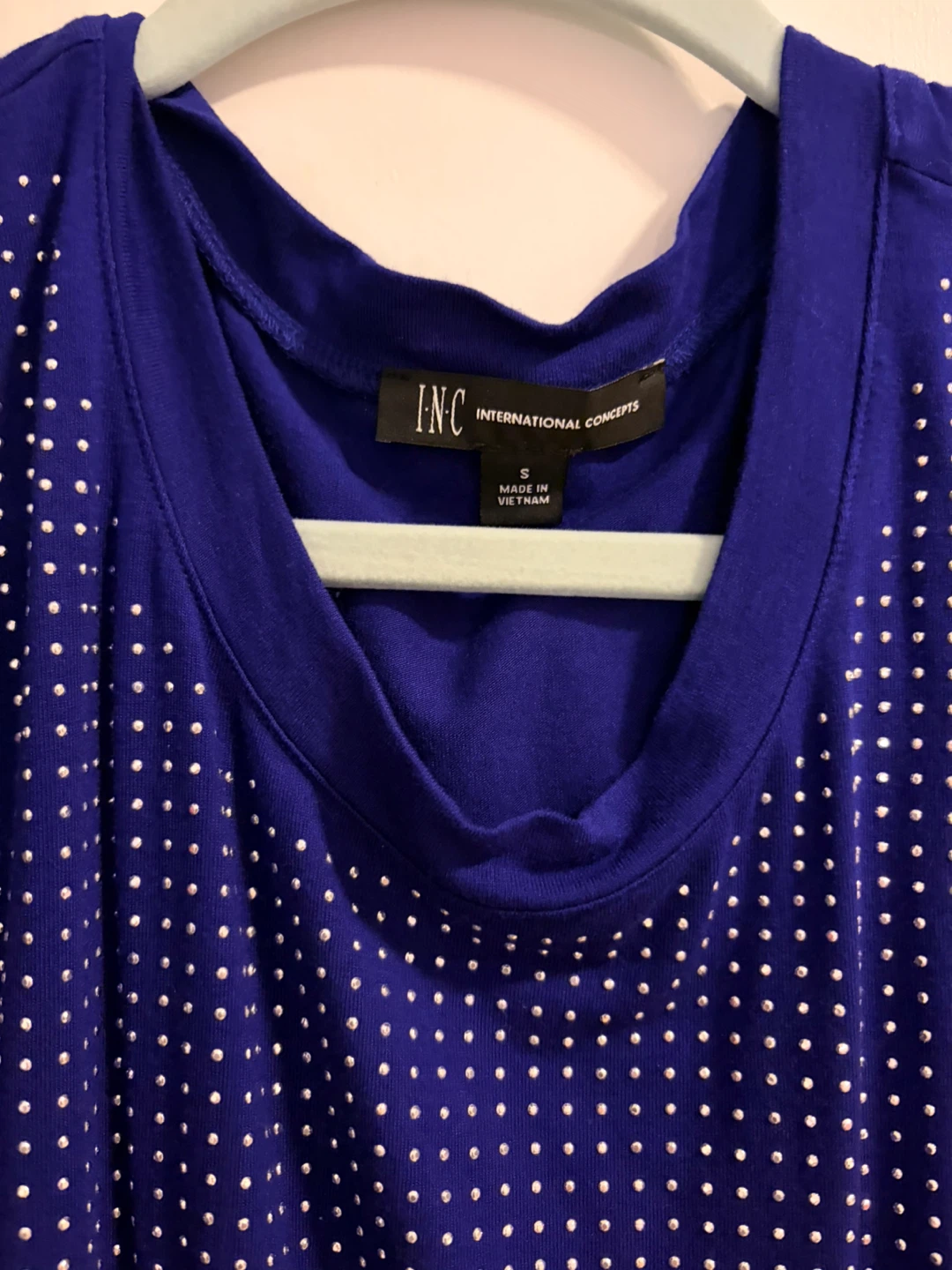 INC  Blue Cold Shoulder Top Size S - photo 2