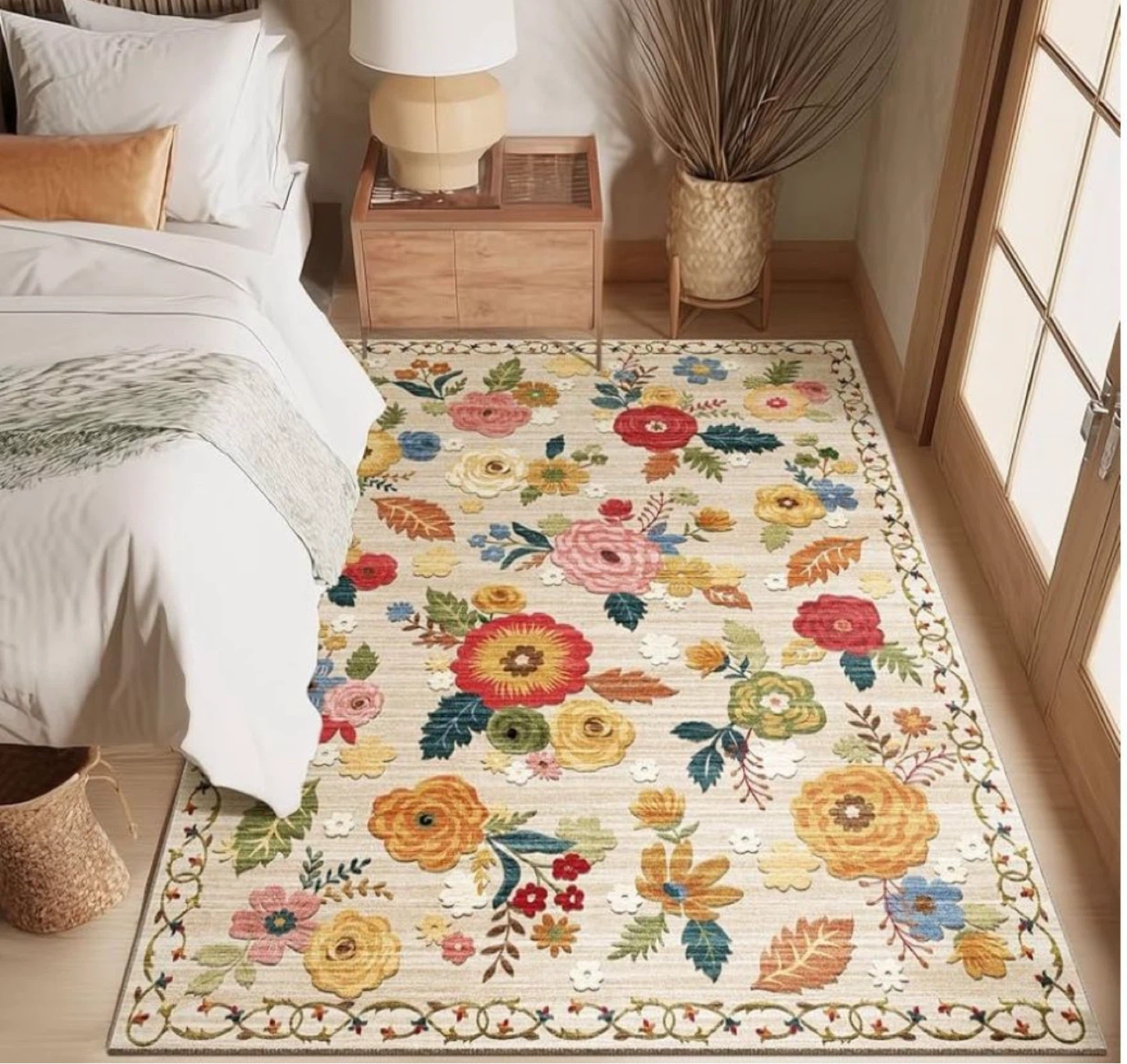 3x5 Floral Washable Area Rug-Washable Nonslip
