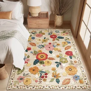 3x5 Floral Washable Area Rug-Washable Nonslip