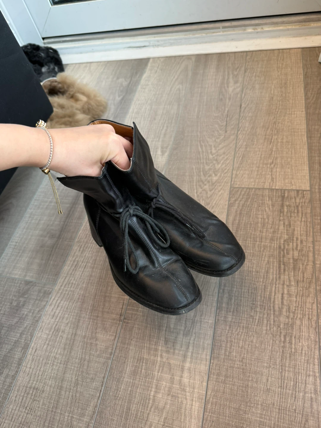 Black Leather Lace-Up Ankle Boots - photo 2