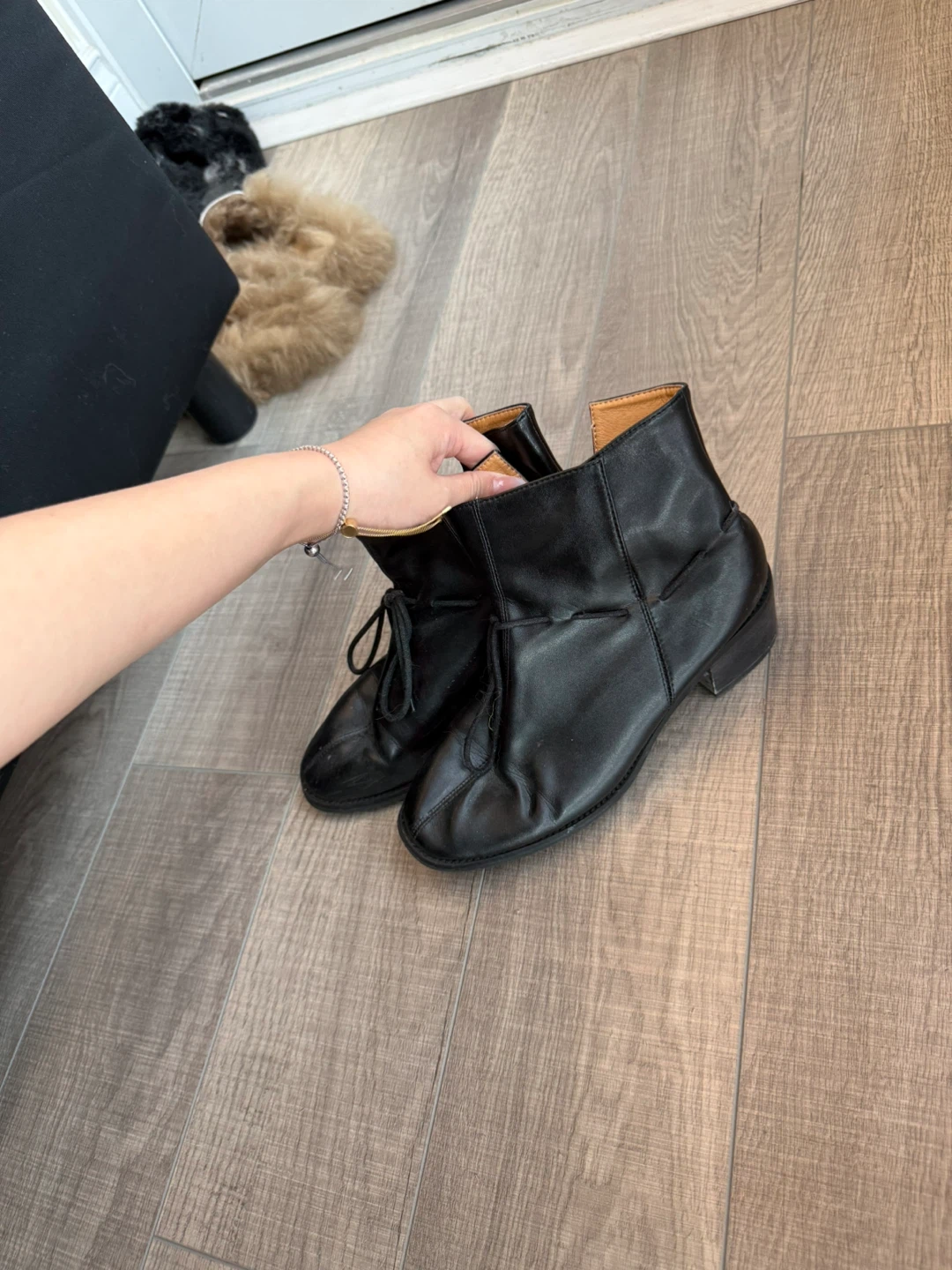 Black Leather Lace-Up Ankle Boots - photo 3