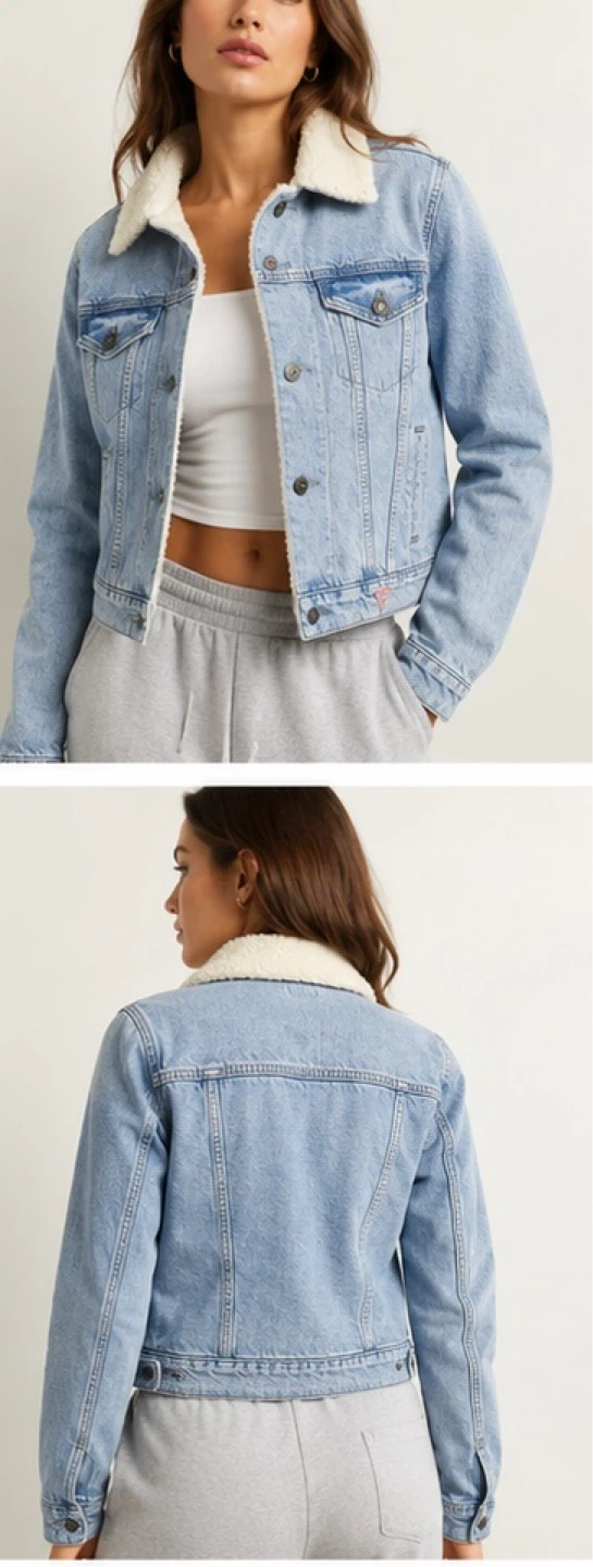 Guess Sherpa Denim Trucker Jacket Women