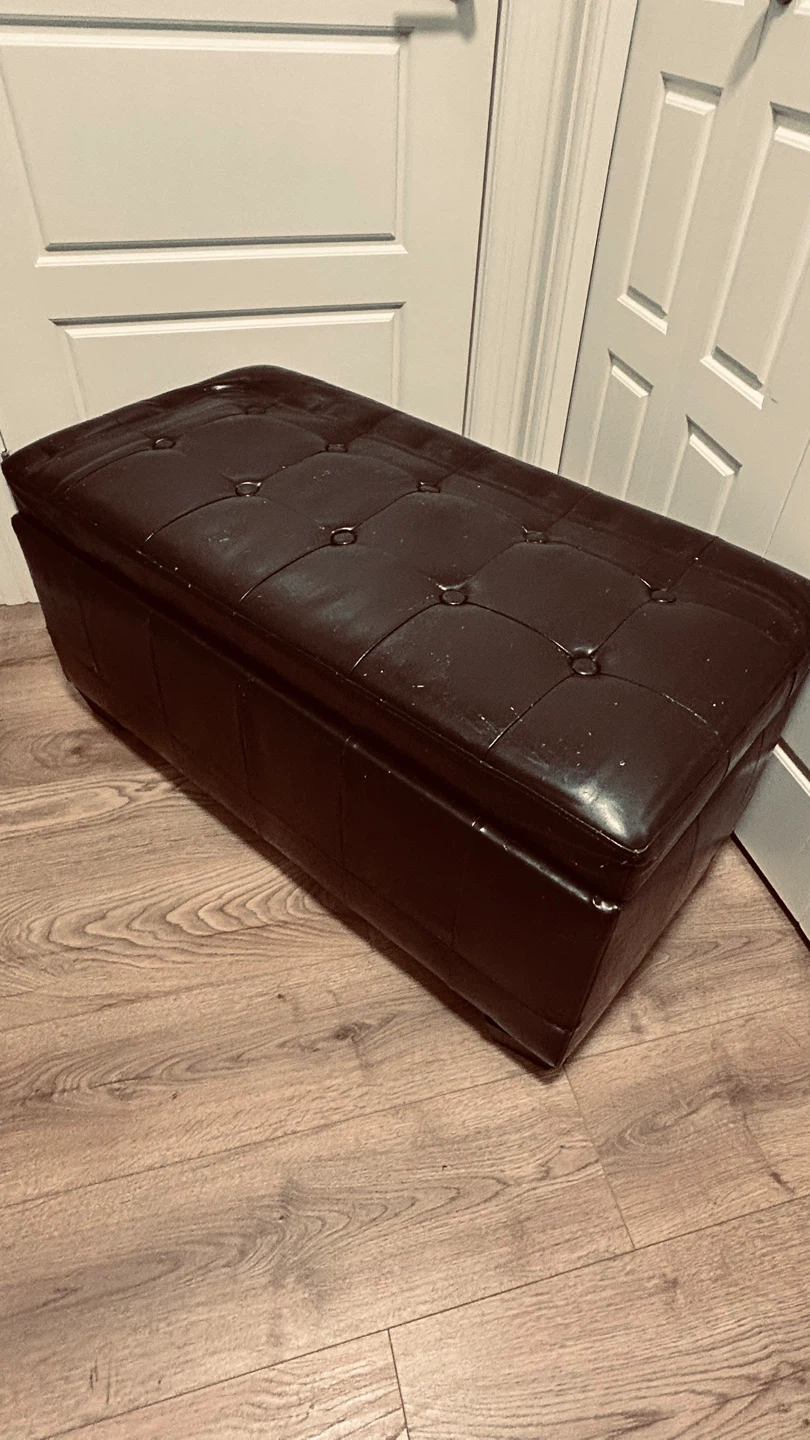Black Faux Leather Storage Ottoman Bench / Toy Chest