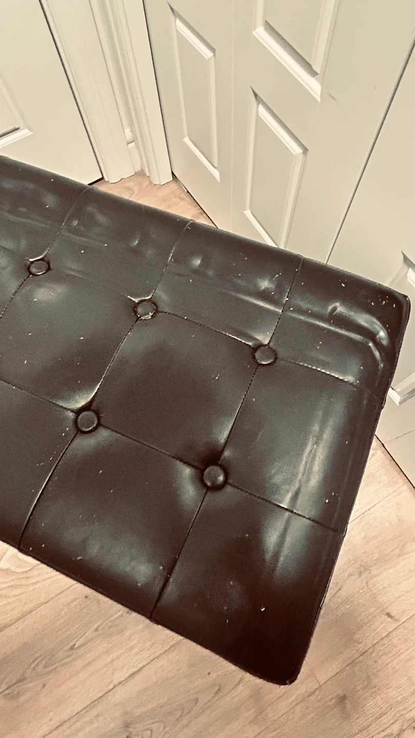 Black Faux Leather Storage Ottoman Bench / Toy Chest - photo 3
