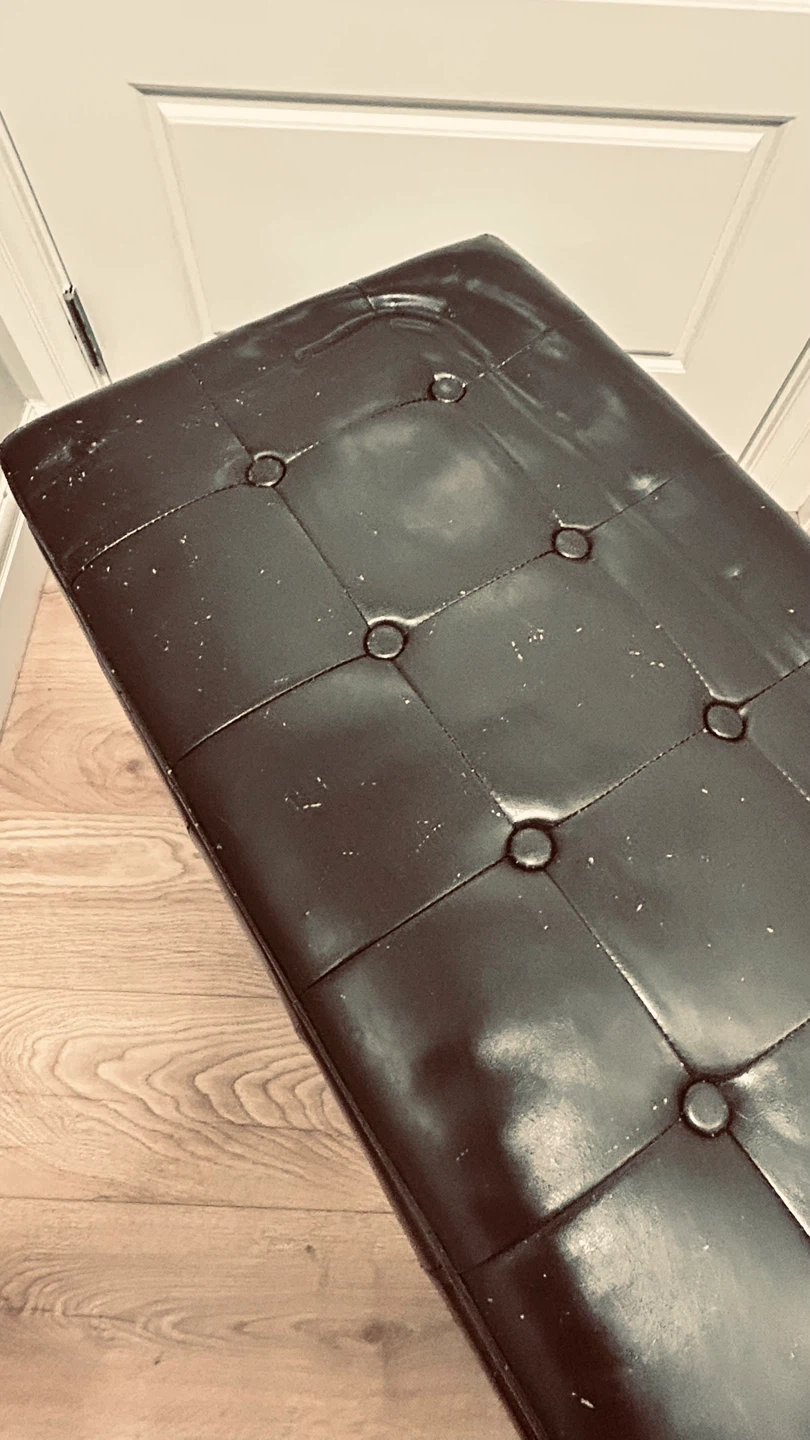 Black Faux Leather Storage Ottoman Bench / Toy Chest - photo 2
