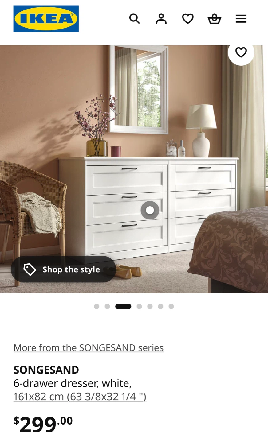 IKEA White SONGESAND 6-Drawer Dresser - photo 4