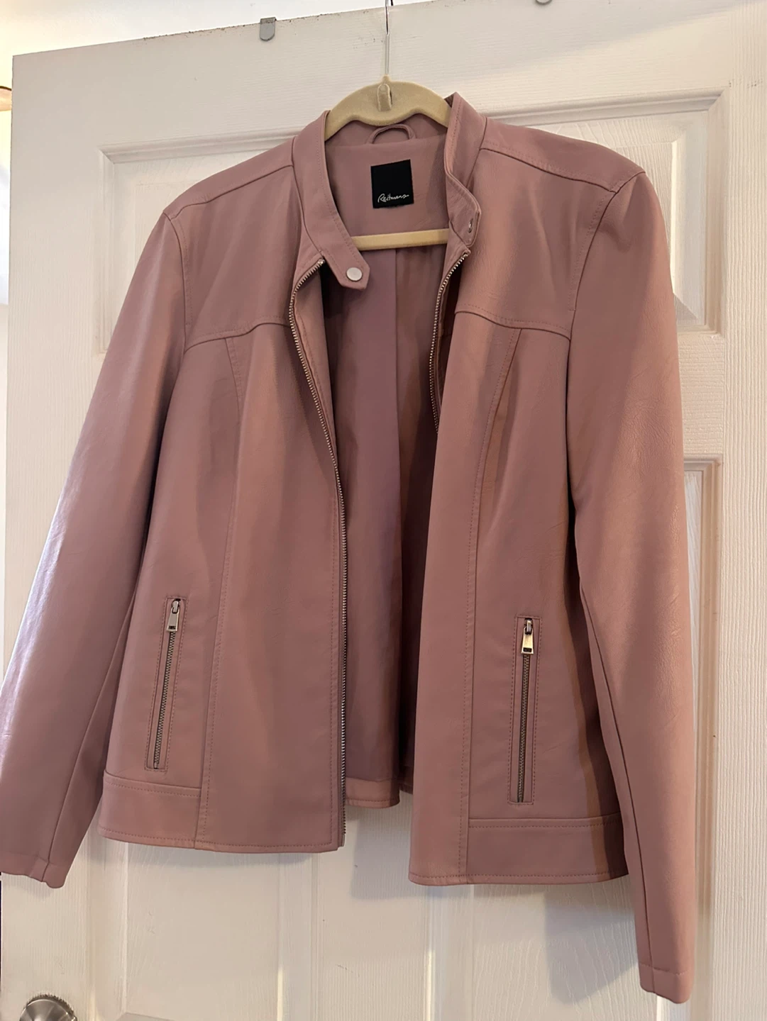 Reitmans Pink Faux Leather Moto Jacket