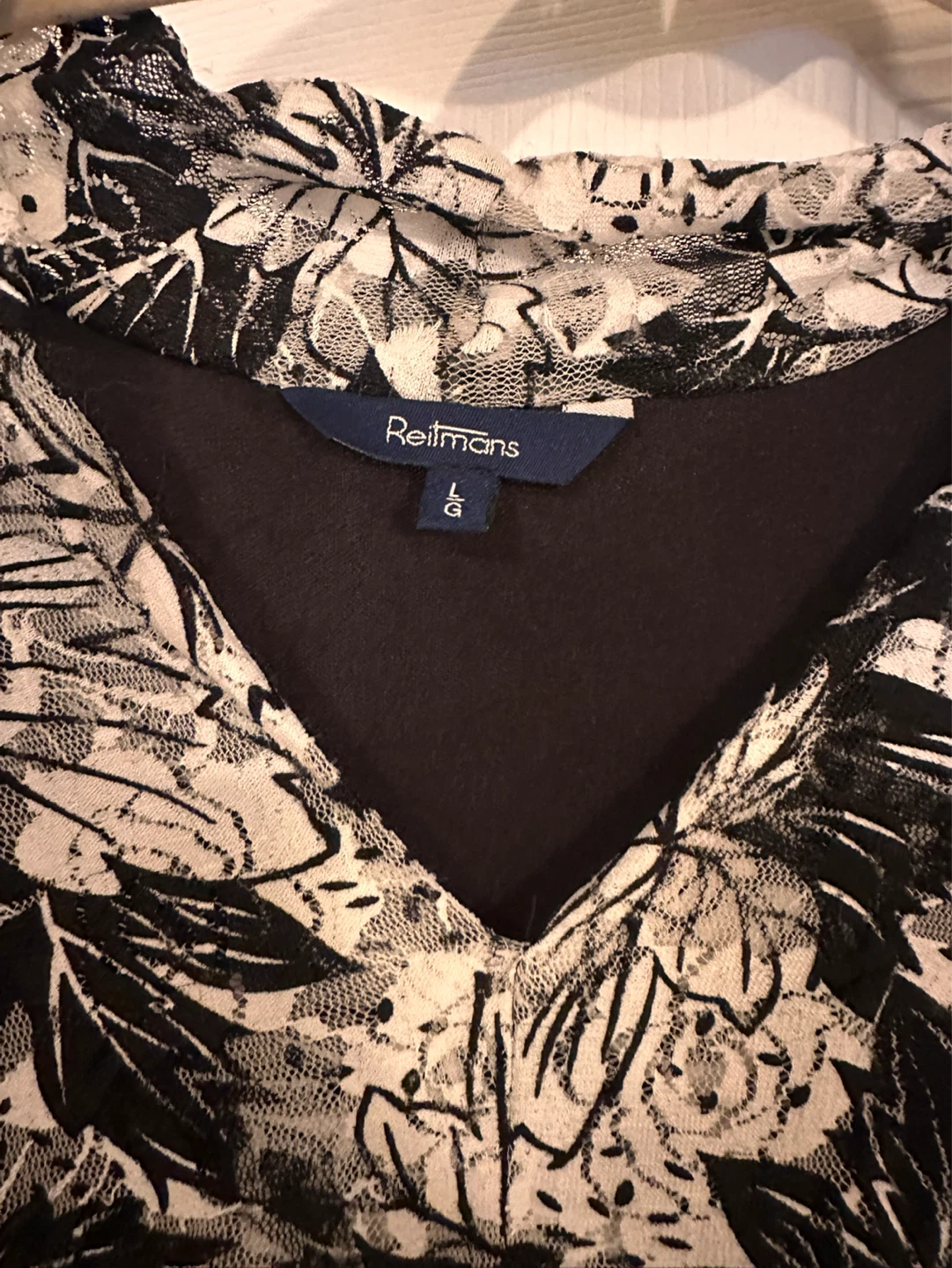 Reitmans Black & White Floral Print Dress - Size L - photo 2