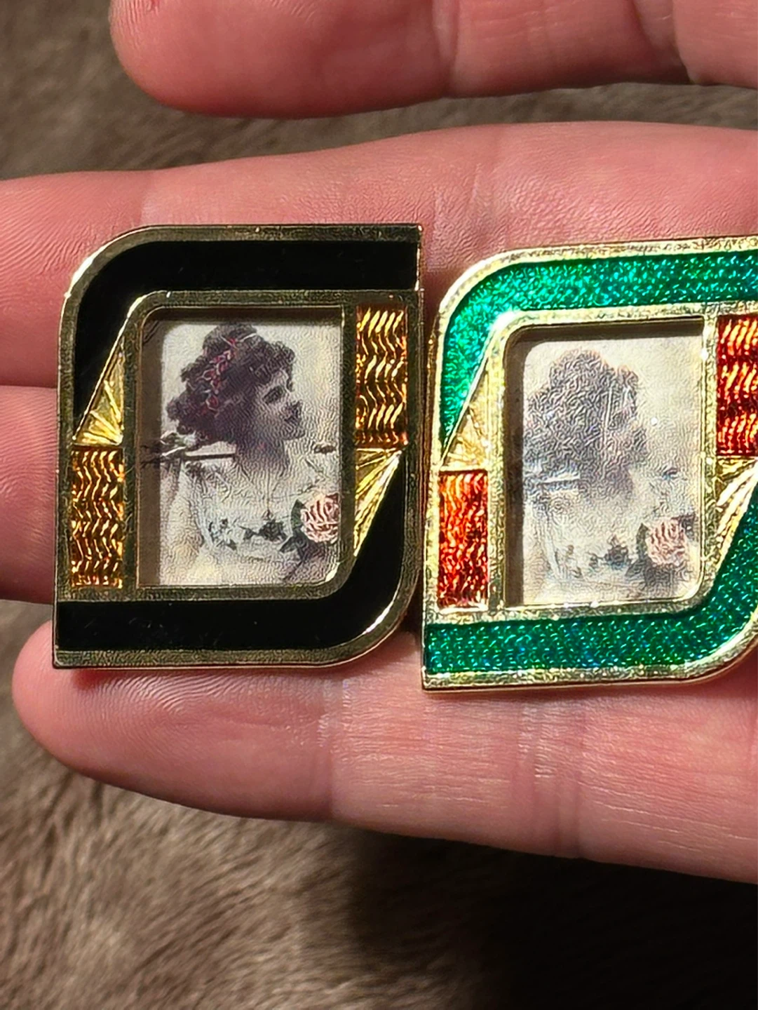 Art Deco Style Picture Frame Brooches