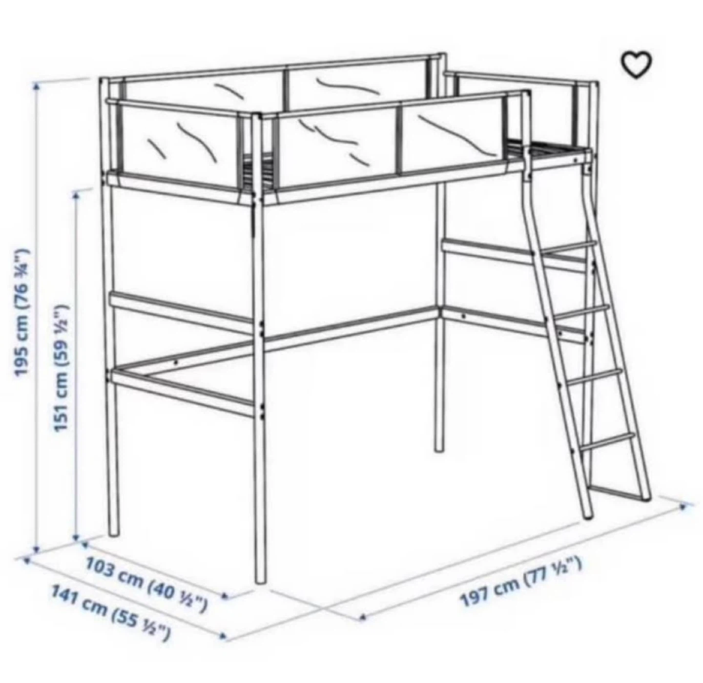 IKEA VITVAL Loft Bed Frame - photo 2